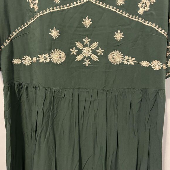 SHEIN Curve Dress Womens 2XL Embroidered Maxi Boho Flowy Short Sleeve Rayon - Picture 4 of 12